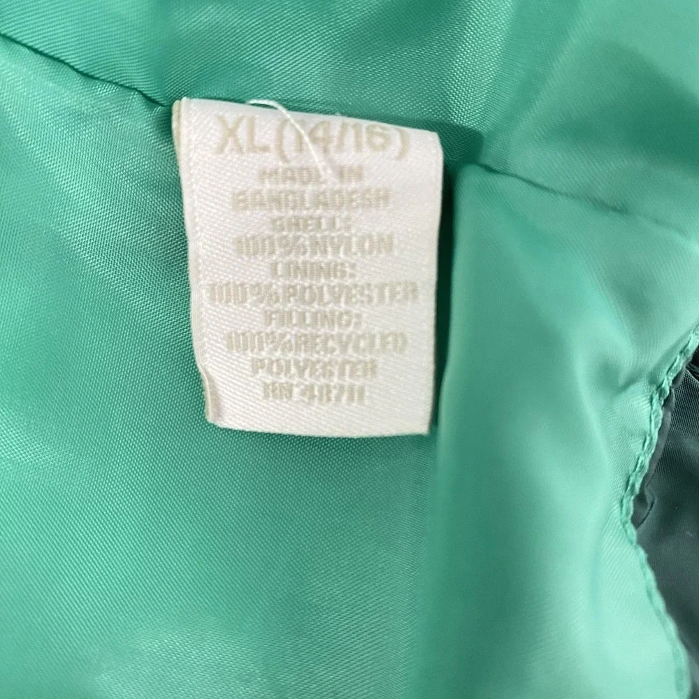 Falls Creek Jacket Girls‎ XL Green Quilted Full Zip Lightweight Insulated Puffer